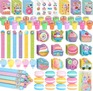 Cream Donut Mini Notebook Stampers School Stationery Bulk for Kids Lollipop Sweet Treats Birthday Goodie Bags Pinata Filler Classroom kick routine unfertilized Prizes Supplies BenLouis 192Pcs Candyland Party Favors Ice 