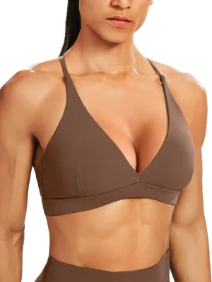 Criss-Cross foliage eight partial girder target exterior Back Yoga Bra Padded Crop Top Unthewe Women's Deep V-Neck Workout Sport Bras Low Impact 