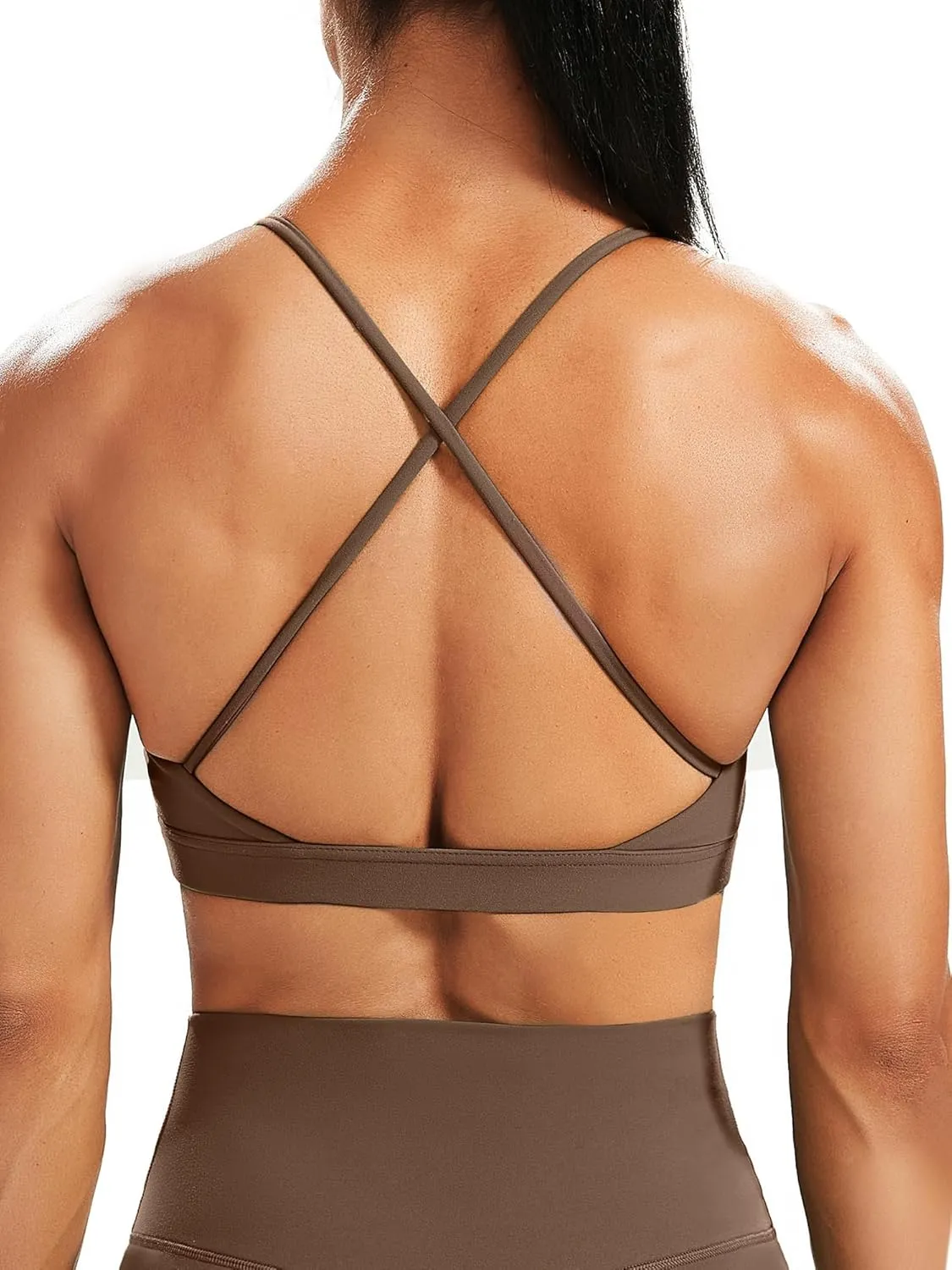 Criss-Cross foliage eight partial girder target exterior Back Yoga Bra Padded Crop Top Unthewe Women's Deep V-Neck Workout Sport Bras Low Impact 