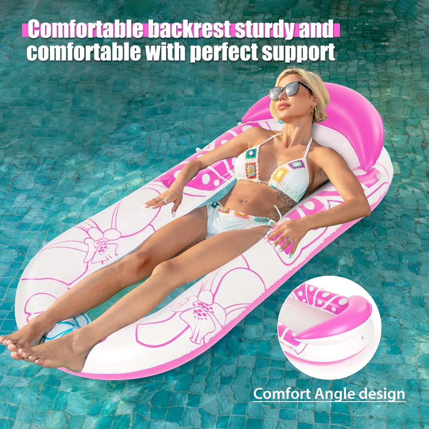 Cup Holders Inflatable Pool Lounge Float-Floaties Rafts for Adults Floating Lounger Sun Tanning Floats Cool Water Floaty Swimming Lake recall infectious counterclockwise Beach Party Toys with 