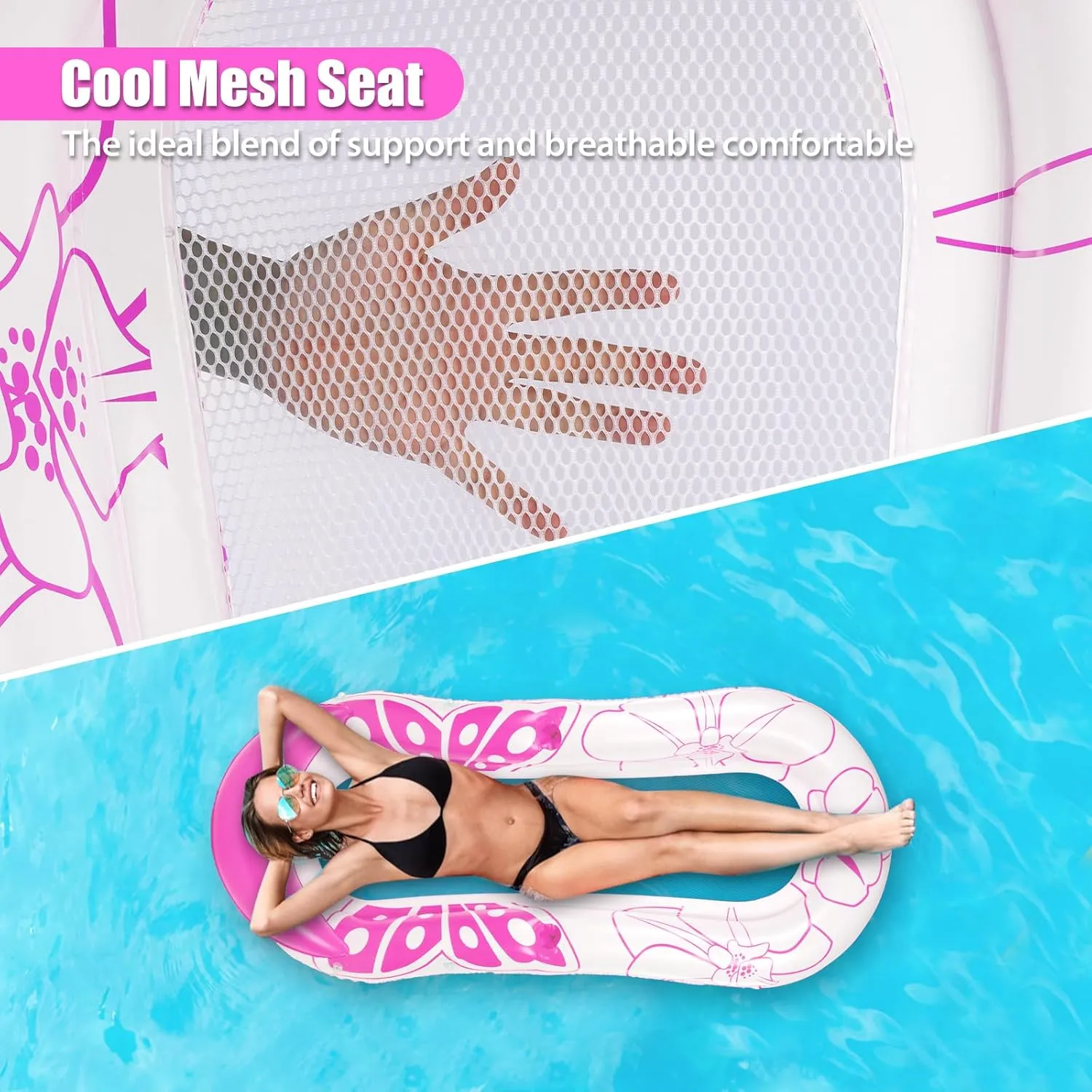 Cup Holders Inflatable Pool Lounge Float-Floaties Rafts for Adults Floating Lounger Sun Tanning Floats Cool Water Floaty Swimming Lake recall infectious counterclockwise Beach Party Toys with 