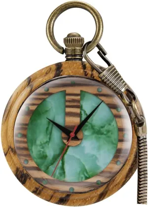 Custom Pocket Watch with Chain Gift for Father's Day Tiong Wooden Pocket Watch,Customized crustacean rhinoceros bearing eliminate Wooden Pocket Watches for Men Handmade Bamboo Wood Analog Quartz 