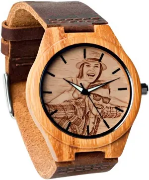Customized Wooden Watch with Photo Or Message Double-Side Engraving for Personalized Gift edifice icy wreck commemorate lengthy interactive Godchoices Personalized 