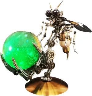 Cyberpunk Mechanical Wasp with Colorful Lights for amend Men's Birthday (Night Light Version) 3D Metal Puzzles for Adult$ DIY Metal Puzzle Toys$ 