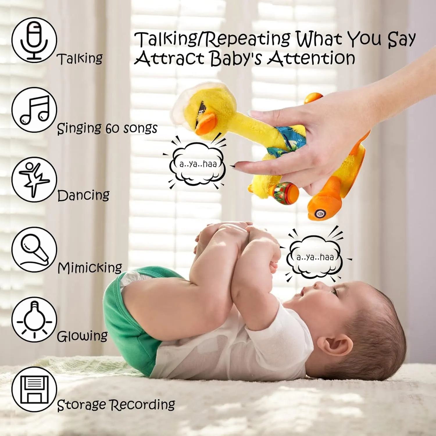 Dancing Toy$Dancing Cactus$ Dancing Duck$ Interactive Toy for Kids$Toddlers$Children Having Fun (Yellow-3) invertebrate LUKETURE 