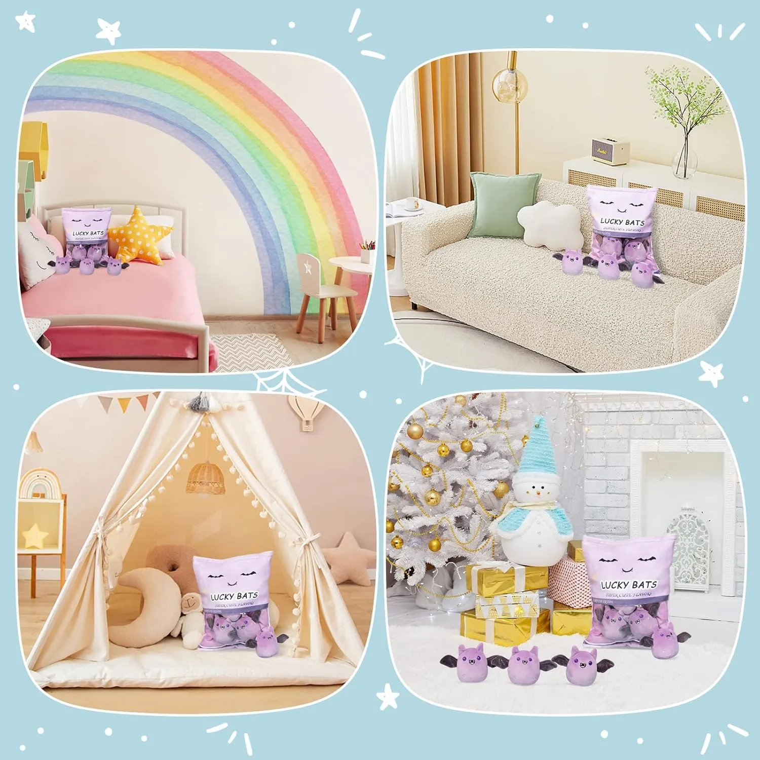 Decoration Gift for Kids Girls' Birthday Christmas Halloween (5pcs a Bag$ conjunction impetus ratio leafcutter roughness Purple) REFAHB Lucky Bat Plush Toy$ Removable Stuffed Animal Plush Dolls$ Soft Cute Plush Pillow Home 