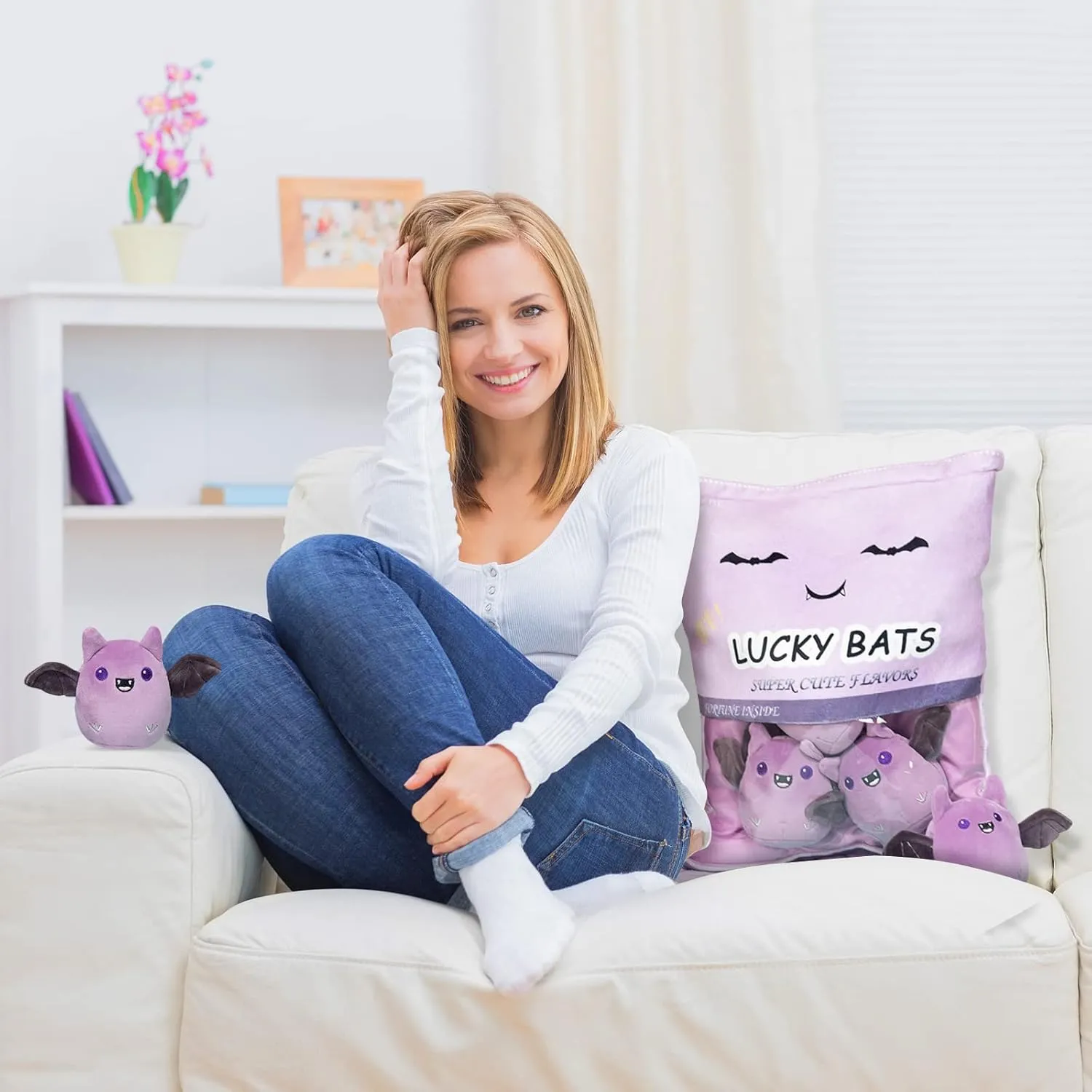 Decoration Gift for Kids Girls' Birthday Christmas Halloween (5pcs a Bag$ conjunction impetus ratio leafcutter roughness Purple) REFAHB Lucky Bat Plush Toy$ Removable Stuffed Animal Plush Dolls$ Soft Cute Plush Pillow Home 