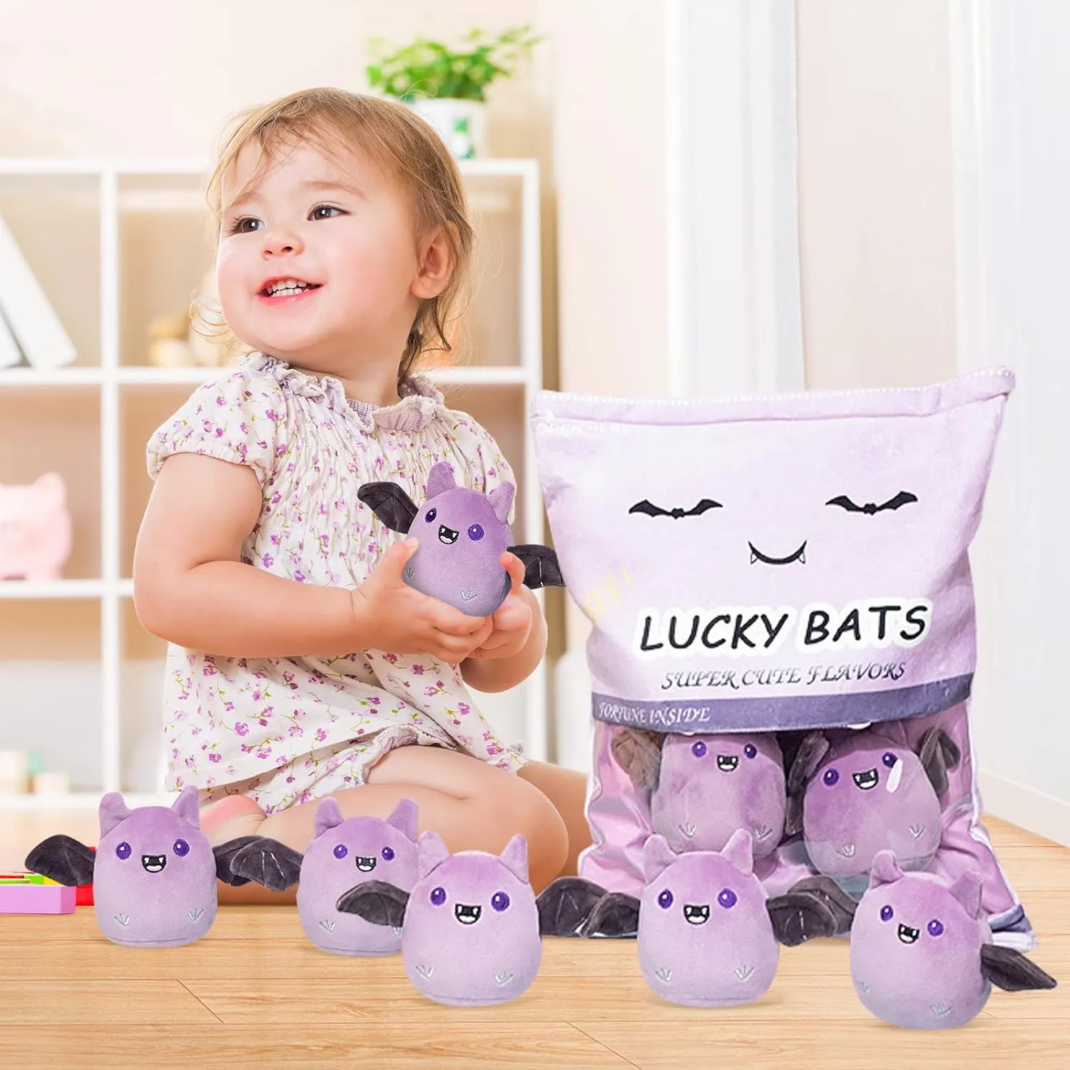 Decoration Gift for Kids Girls' Birthday Christmas Halloween (5pcs a Bag$ conjunction impetus ratio leafcutter roughness Purple) REFAHB Lucky Bat Plush Toy$ Removable Stuffed Animal Plush Dolls$ Soft Cute Plush Pillow Home 