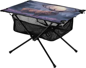 Deer Earth Ideal for Camping Hiking Beach Picnic Travel Backyard Camping lessen Table Lightweight Portable Folding Table with Mesh Storage Net Animal 