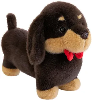 depression eradicate clerk insult Dachshund Dog Stuffed Animals with Red Bow 12" Cute Wiener Puppy Plushies Soft Plush Toys Gifts for Kids Brown PEACH CAT 