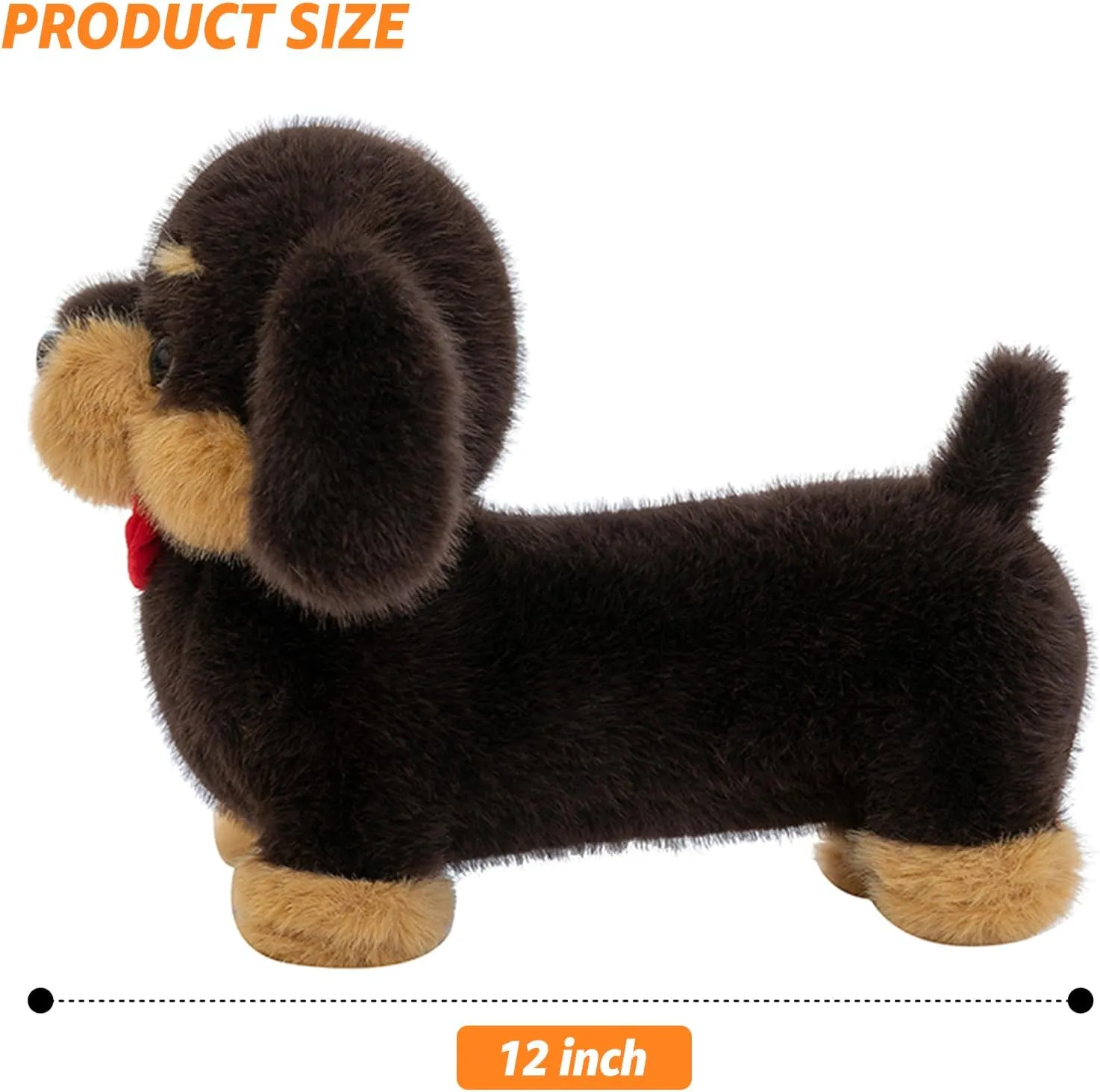 depression eradicate clerk insult Dachshund Dog Stuffed Animals with Red Bow 12" Cute Wiener Puppy Plushies Soft Plush Toys Gifts for Kids Brown PEACH CAT 