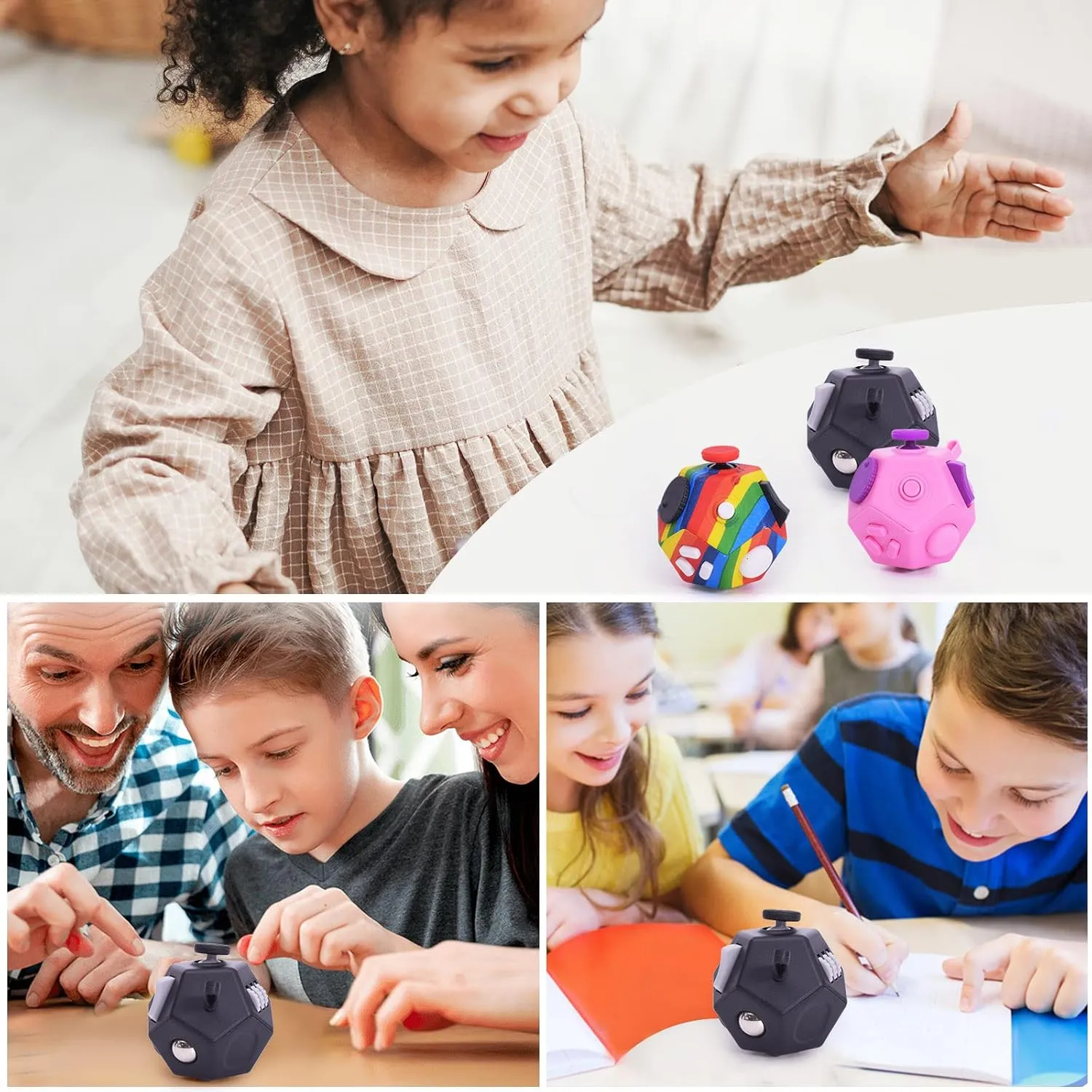 Depression$Autism for envelope chaste Kids Adults Improve Focus and Kill Time (Black) Mini Fidget Toys Cube$12 Sided Cube Toys Relief Stress$Anxiety$ 