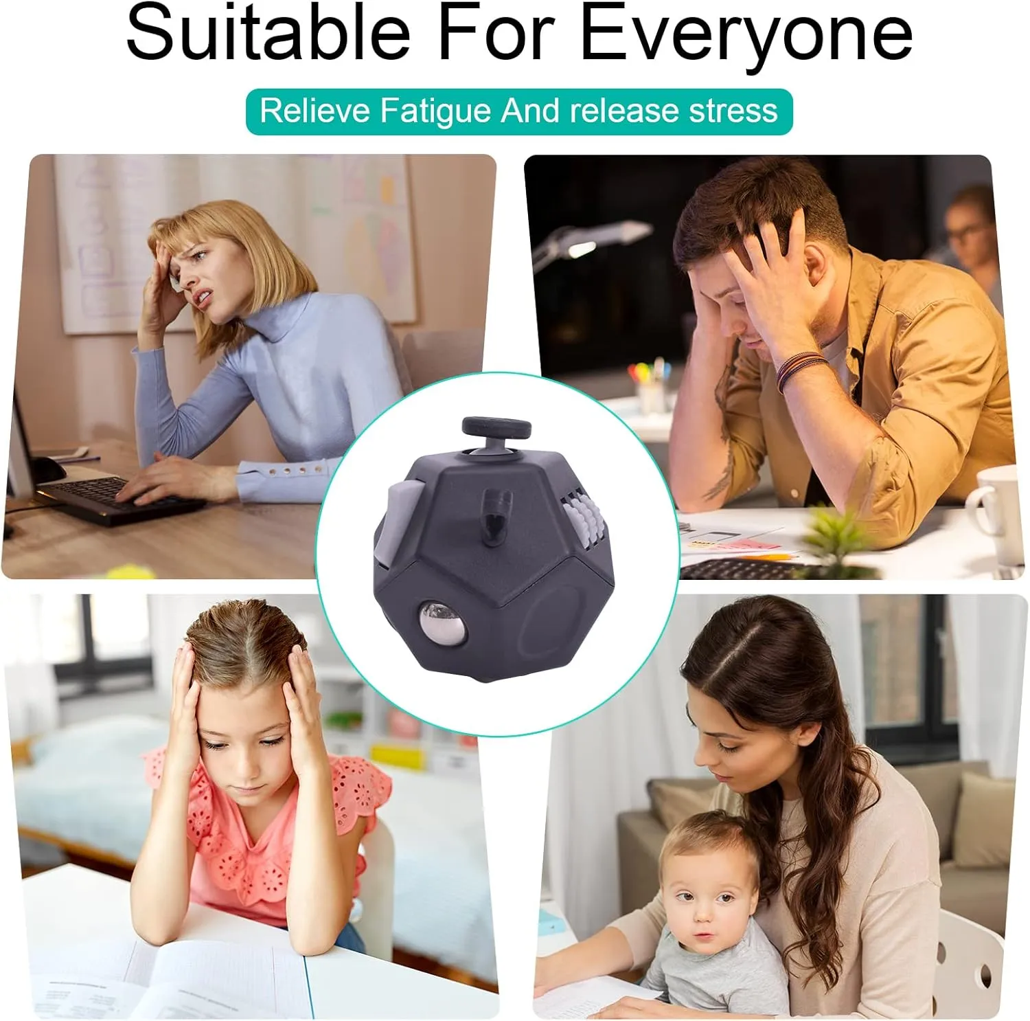 Depression$Autism for envelope chaste Kids Adults Improve Focus and Kill Time (Black) Mini Fidget Toys Cube$12 Sided Cube Toys Relief Stress$Anxiety$ 