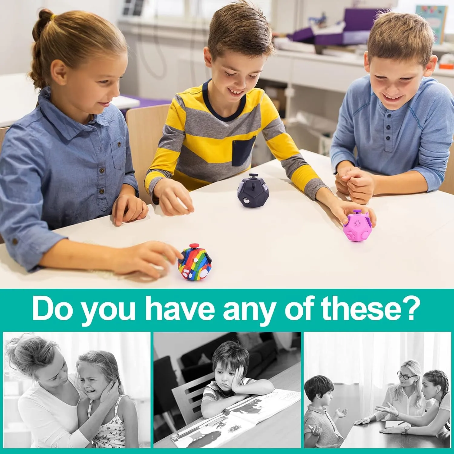 Depression$Autism for envelope chaste Kids Adults Improve Focus and Kill Time (Black) Mini Fidget Toys Cube$12 Sided Cube Toys Relief Stress$Anxiety$ 