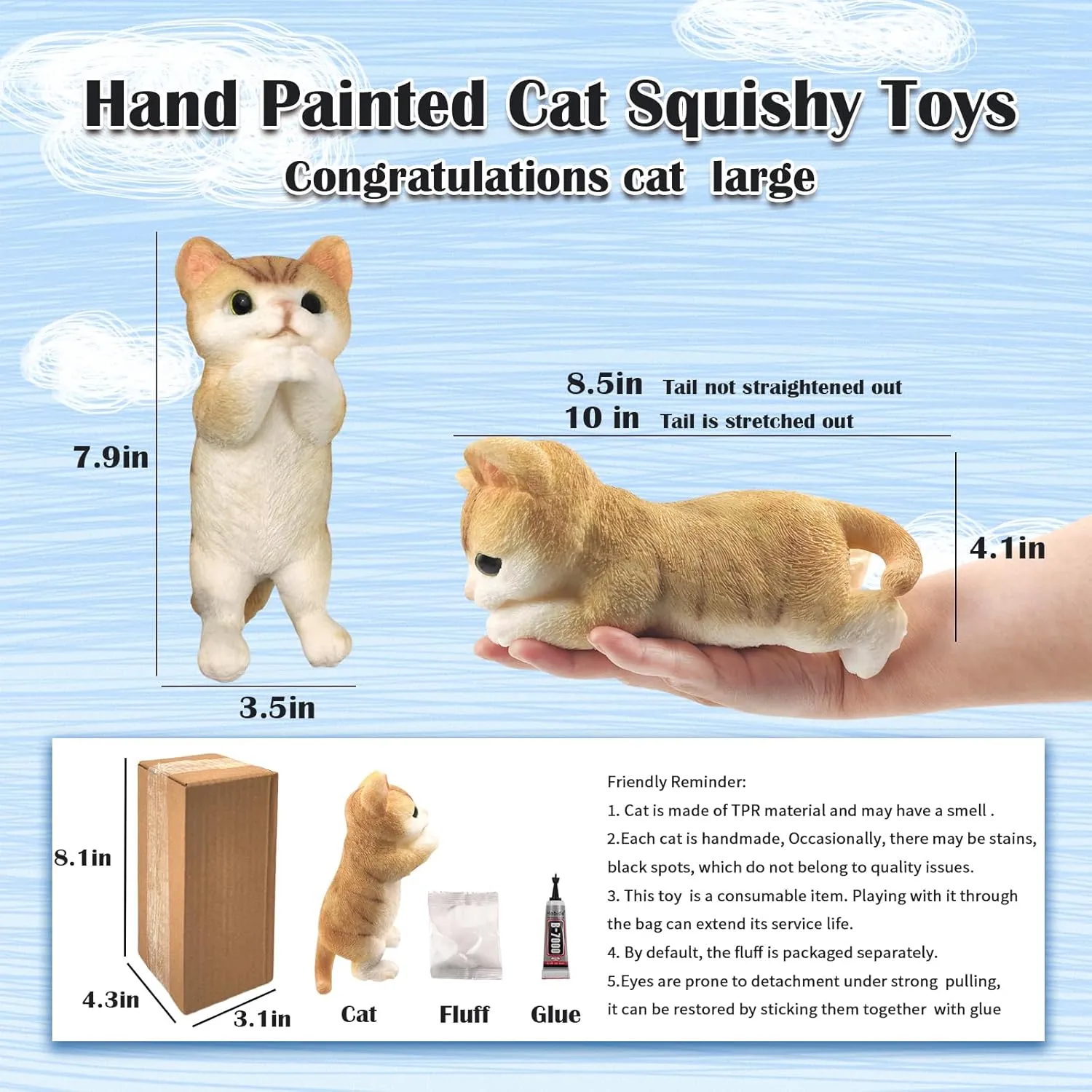 detract transparent clarify ,Kawaii Squishies Sticky Animal Toys for Adults Kids,Decompression Sensory Balls Toys for Autism Big Hand Painted Cat Squishy Toys，Large Cute Ultra Soft Kitty Squeeze Fidget Toys for Stress Relief 