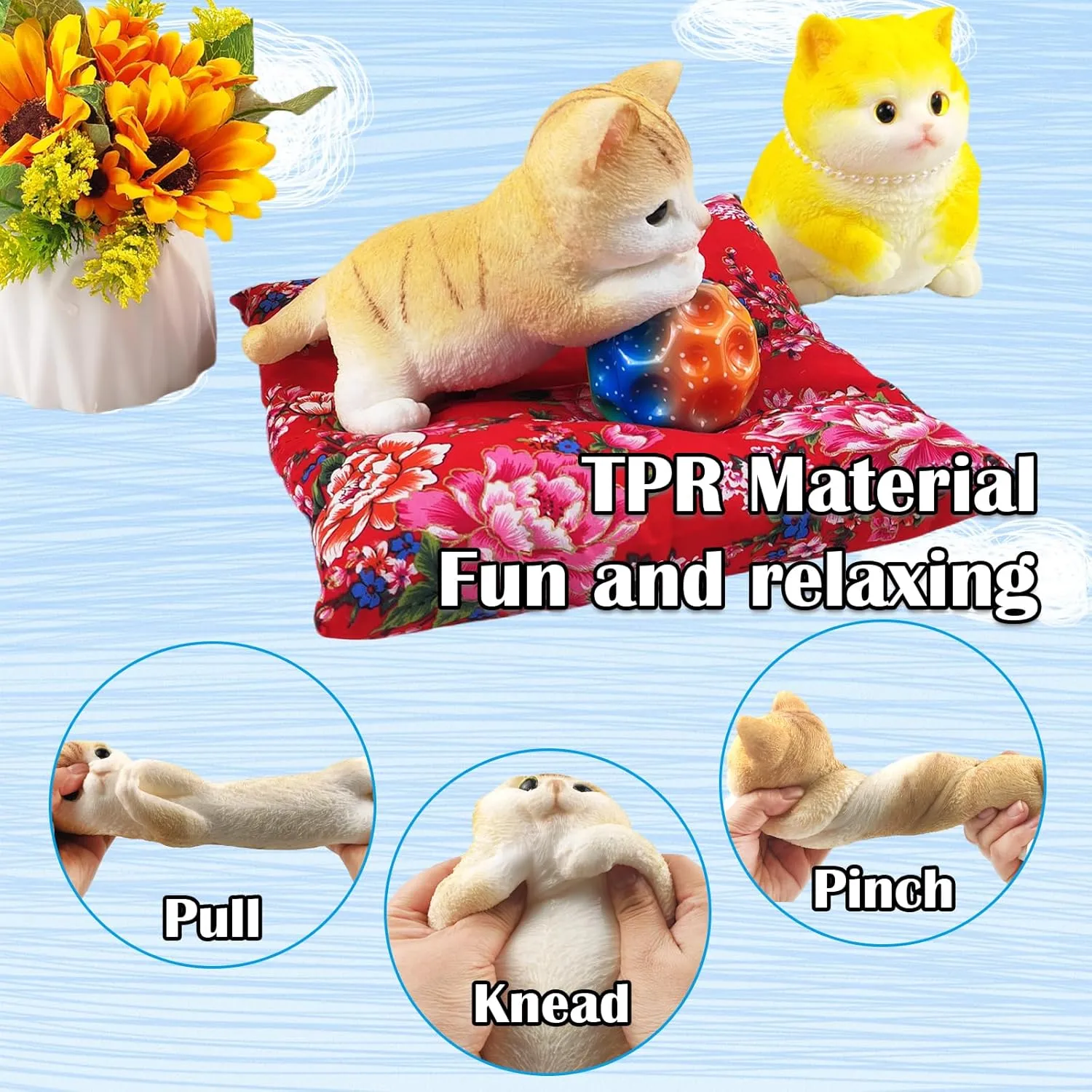 detract transparent clarify ,Kawaii Squishies Sticky Animal Toys for Adults Kids,Decompression Sensory Balls Toys for Autism Big Hand Painted Cat Squishy Toys，Large Cute Ultra Soft Kitty Squeeze Fidget Toys for Stress Relief 