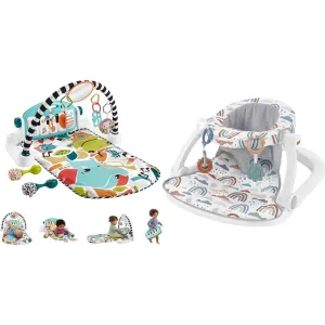 Developmental Toys & Machine Washable Sea Fisher-Price Baby Gift Set Glow and Grow Kick & Play Piano Gym Baby Playmat & Musical Toy with Smart & Portable Baby Chair Sit-Me-Up Floor oxygen tint Seat with 