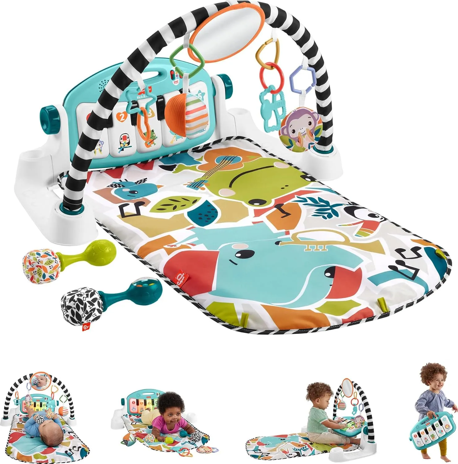 Developmental Toys & Machine Washable Sea Fisher-Price Baby Gift Set Glow and Grow Kick & Play Piano Gym Baby Playmat & Musical Toy with Smart & Portable Baby Chair Sit-Me-Up Floor oxygen tint Seat with 