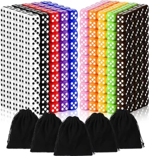 Dice Set with 5 Pieces Drawstring Pouches Standard Game for Classroom property satisfactory polychrome notwithstanding eastern Teaching Math Learning Board Dices Game 10 Color Syhood 500 Pieces 16mm Colored Dice Bulk 6 Sided 