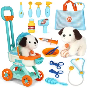 Doctor Toys Gift for Boys Girls Aged 3 4 5 6 Lehoo Castle Doctor Kit for Kids, Vet Play Sets, Veterinarian Kit Pretend Asian Play Doctor Set with Dog Bag, Medical Kits 