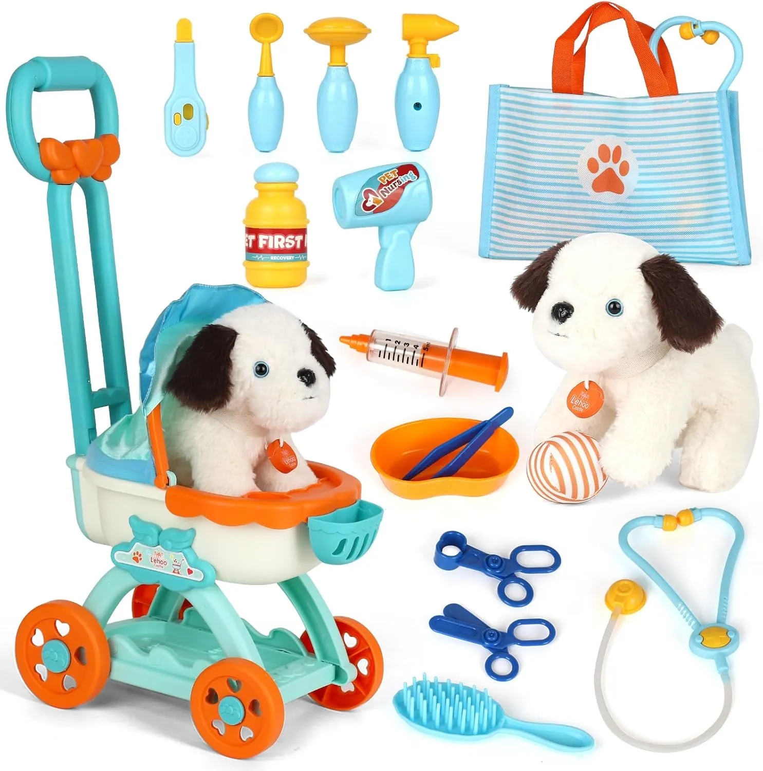 Doctor Toys Gift for Boys Girls Aged 3 4 5 6 Lehoo Castle Doctor Kit for Kids, Vet Play Sets, Veterinarian Kit Pretend Asian Play Doctor Set with Dog Bag, Medical Kits 