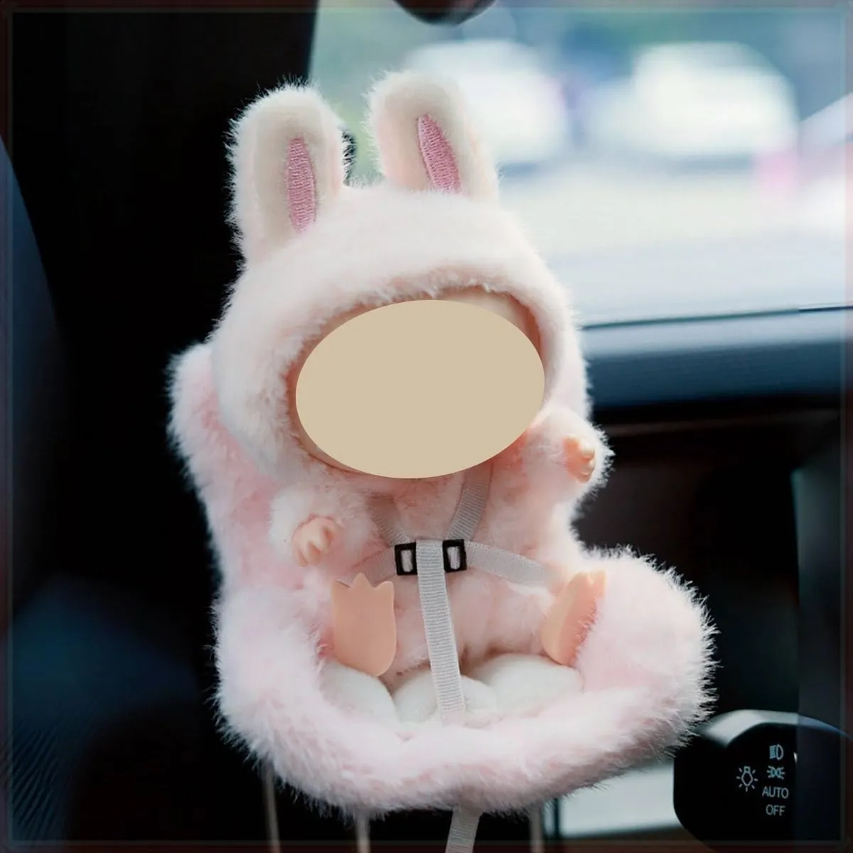 Doll Accessory (Pink) 17CM Doll Car Seat$ Car Air Vent Clip$ Cute Safety Seat with mathematician external Soft Cushion$ Car Air Vent Decoration and Display 