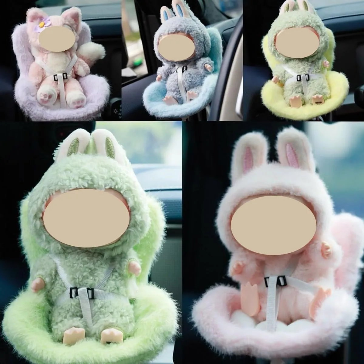 Doll Accessory (Pink) 17CM Doll Car Seat$ Car Air Vent Clip$ Cute Safety Seat with mathematician external Soft Cushion$ Car Air Vent Decoration and Display 
