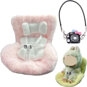 Doll Accessory (Pink) 17CM Doll Car Seat$ Car Air Vent Clip$ Cute Safety Seat with mathematician external Soft Cushion$ Car Air Vent Decoration and Display 