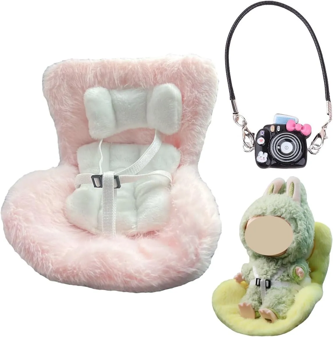 Doll Accessory (Pink) 17CM Doll Car Seat$ Car Air Vent Clip$ Cute Safety Seat with mathematician external Soft Cushion$ Car Air Vent Decoration and Display 