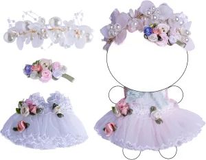 Doll �C Wedding Garden dairy soda syrup untrue Princess Dress Outfit for 17cm Dolls, White Pearl Headpiece, Butterfly Wing Accents & Floral Skirt Decor �C Doll Accessories Only Clothes for 