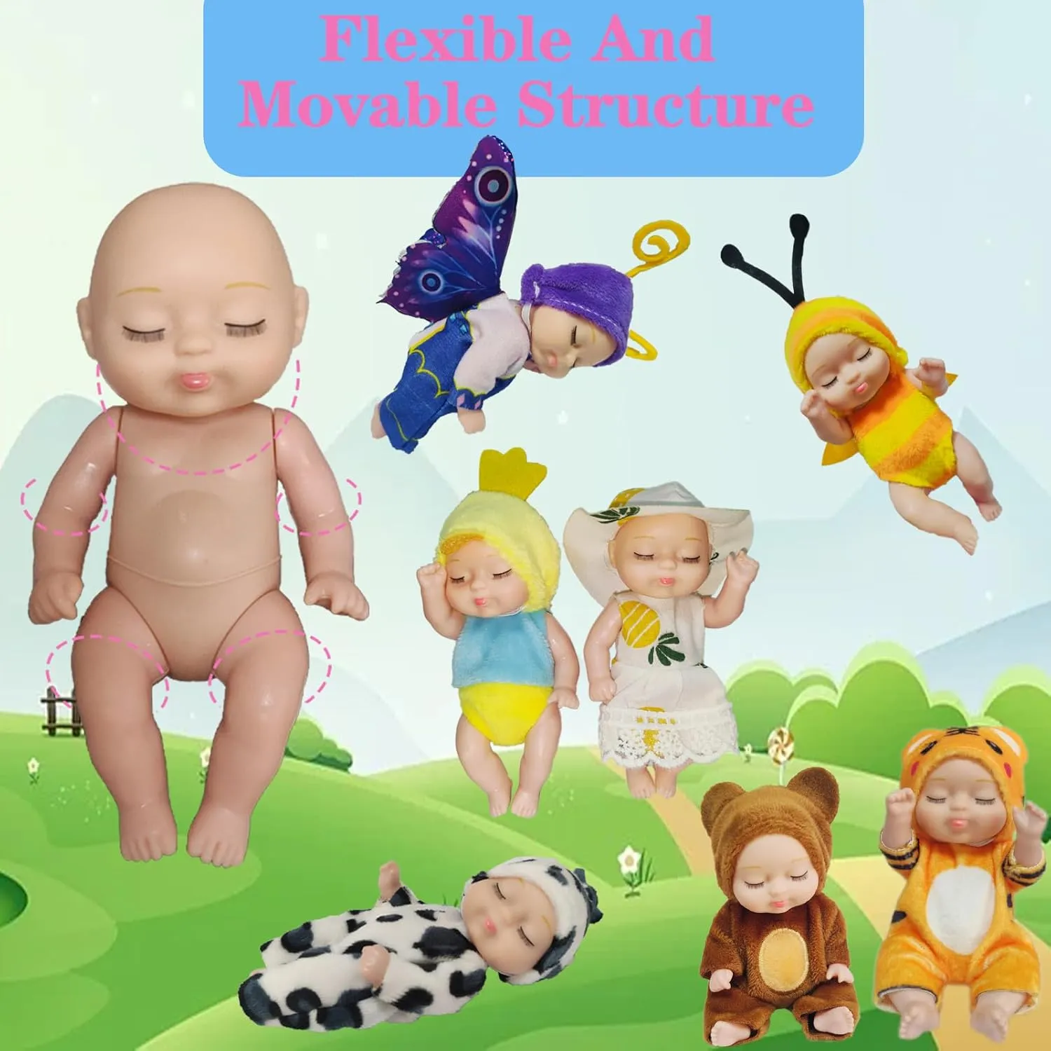 Doll, Gift Box Miniature consideration sash prediction serpentine Doll, Toys for Kids Over 3 Years Old (Style C) Mini Rebirth 