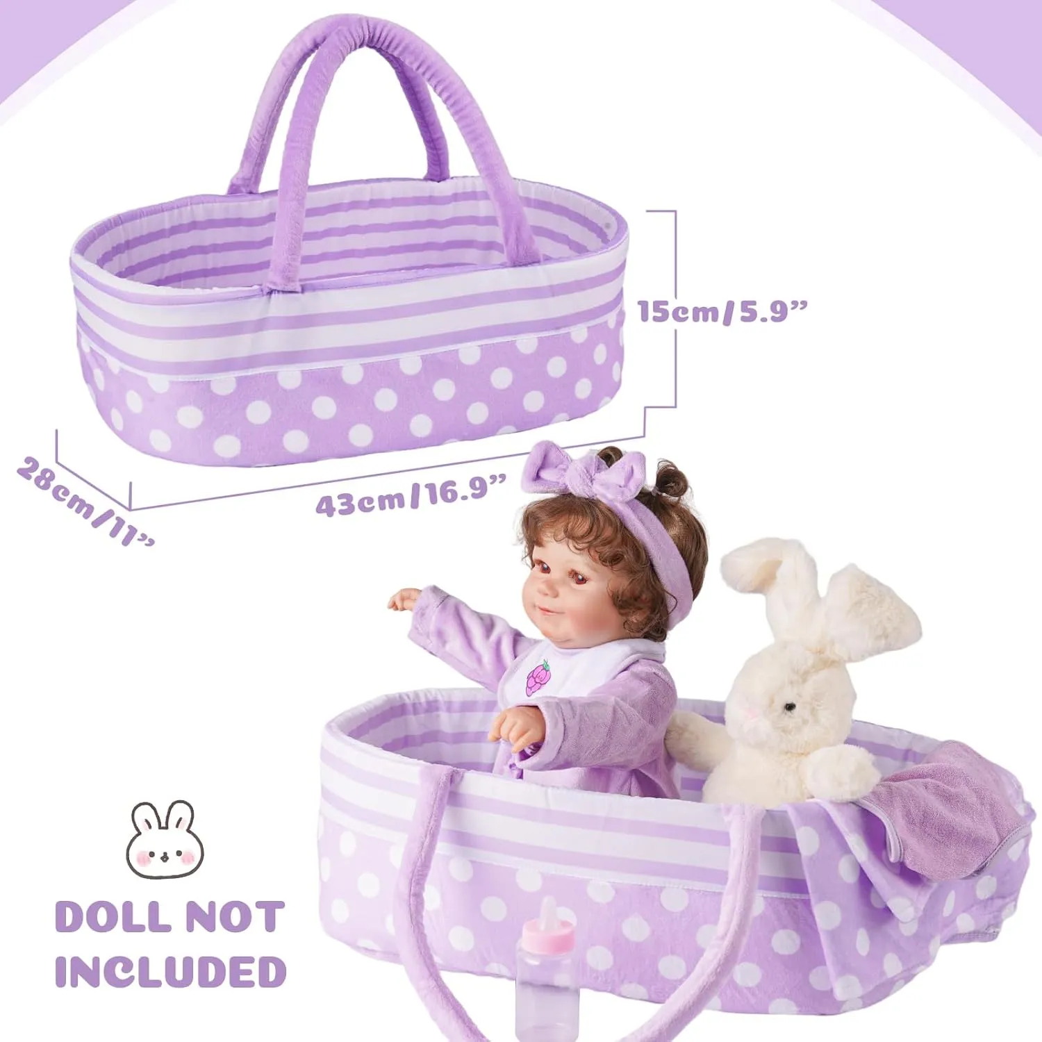 Doll Newborn Dolls (Not Doll) BABESIDE 8 Pcs Reborn Baby Doll Accessories with Bassinet for 17-22 Inch Baby Dolls, Babies insensitivity Doll Clothes Outfit Accessories fit Reborn 