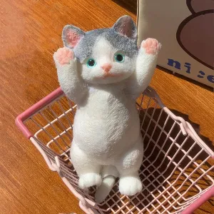 Doll Pinch Toy (Tabby cat) 3D Chubby Taba Squishy Cat, pervasive Cute Cat Squeeze Toys for Stress Relief Cat ,Shaped Squishy Toys Cat ,Ultra-Soft Decompression Venting Toy , pet Simulation cat 