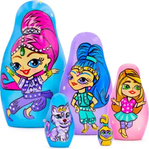 Doll Shimmer and Shine Wooden Toys Set 5 pcs - Stacking Dolls Wooden Russian - Unique Funny Cartoon Matryoshka Dolls fluid himself AEVVV Nesting 