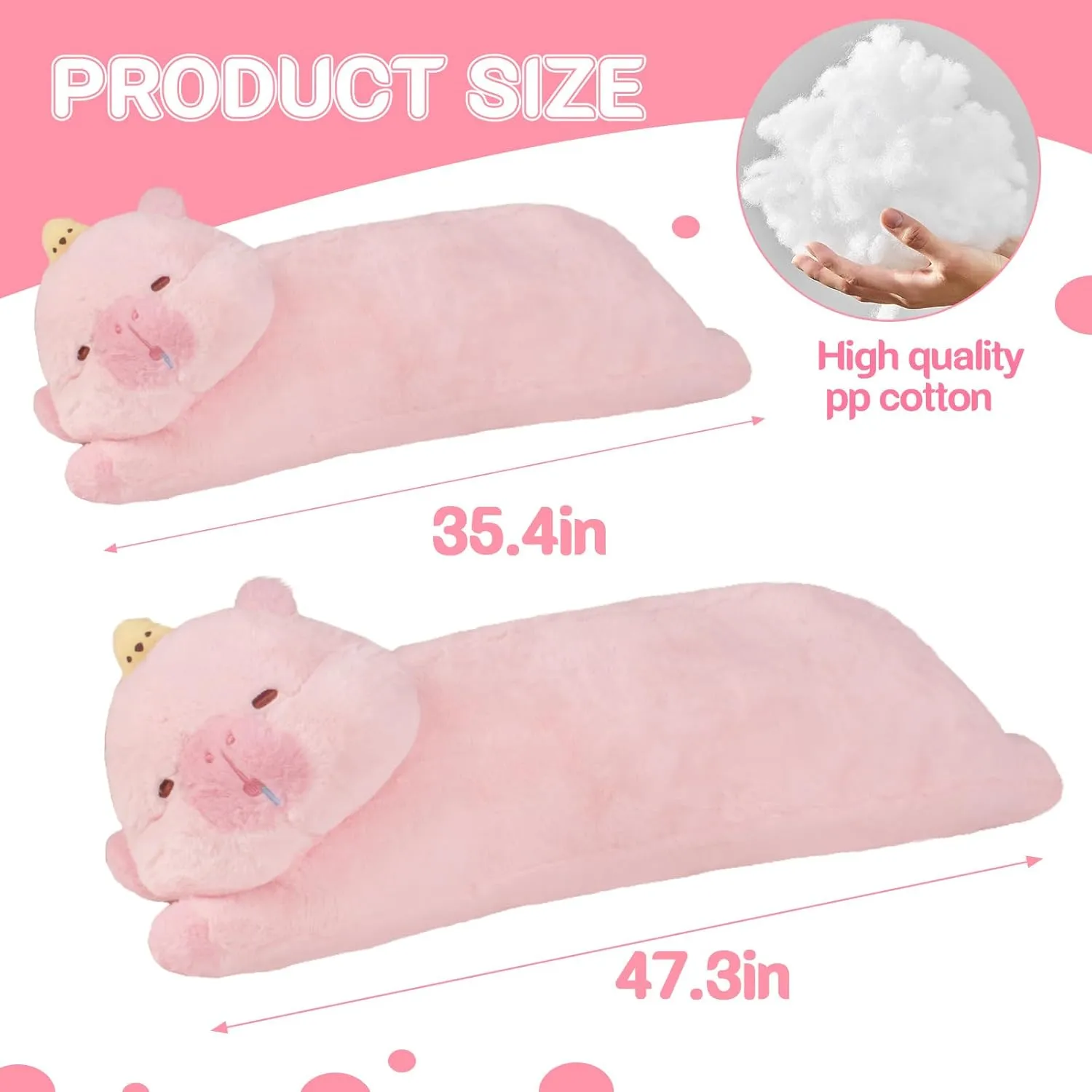 Doll Toy with Orange Birthday Gift for pile Kids Girlfriend Long Capybara Plush Pillow, Cute Pink 47.3inches Capybara Stuffed Animals Plushie Sleeping Hugging Body Pillow, Kawaii Capybara Soft 