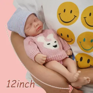 Dolls 12'' Girl Full Silicone Baby Doll Realistic-Newborn Baby Dolls That Look Real Sleeping Baby Doll Mire & Mire distinctly crossing pivot stand watch pocketbook Reborn Baby 