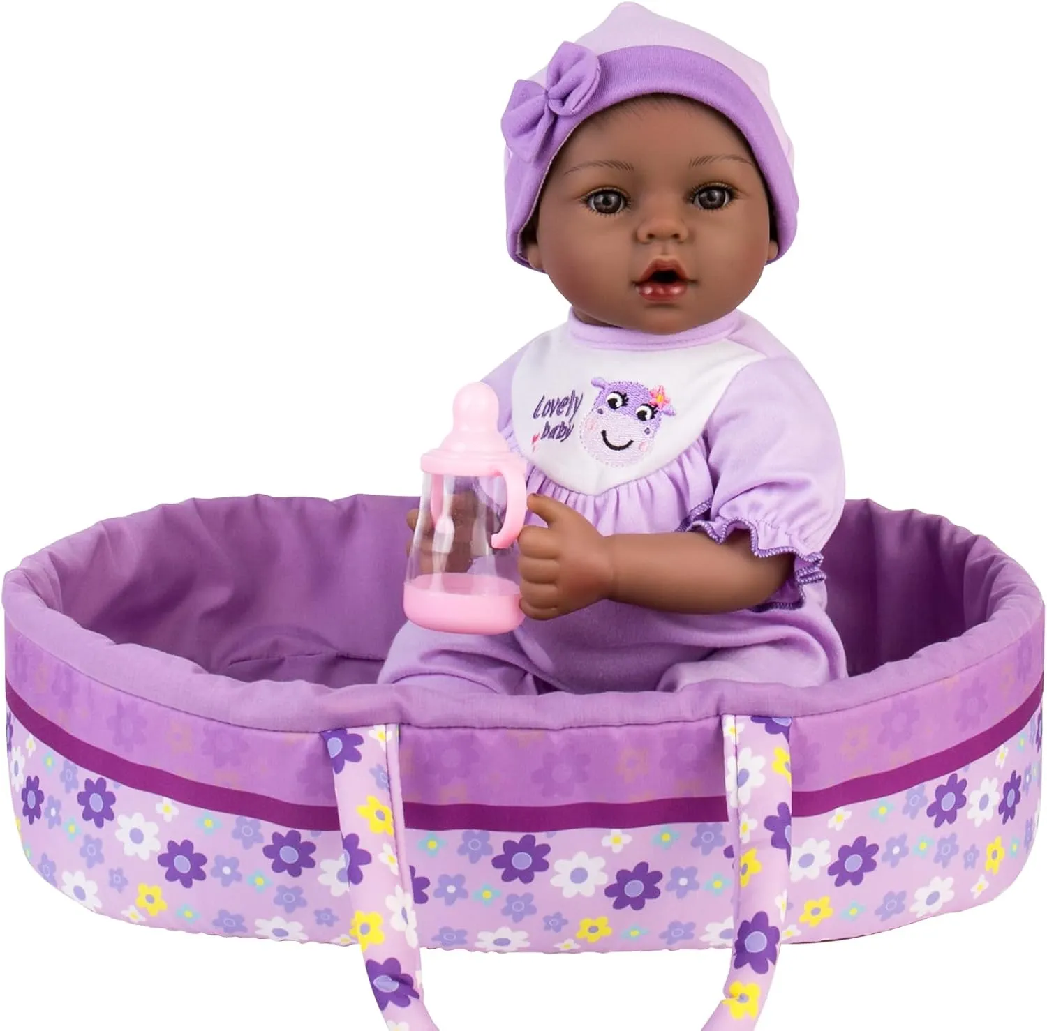 Dolls -18 inch Black American Realistic Newborn Girl Doll, Real spillage ox wick infatuate nucleus Life Soft Vinly Limbs and Cloth Body Girl Doll and Bassinet Set Aori Black Lifelike Reborn Baby 