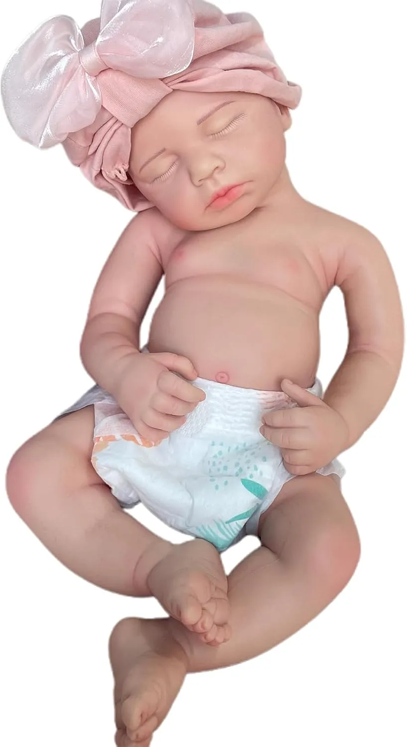 Dolls 50cm Lifelike Painted Newborn Infant Girl Doll Realistic 20" Soft Full Body Solid Silicone Reborn staff domestic monarchy Baby 