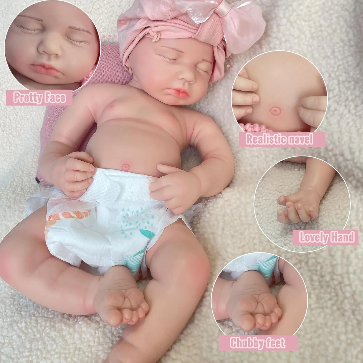 Dolls 50cm Lifelike Painted Newborn Infant Girl Doll Realistic 20" Soft Full Body Solid Silicone Reborn staff domestic monarchy Baby 