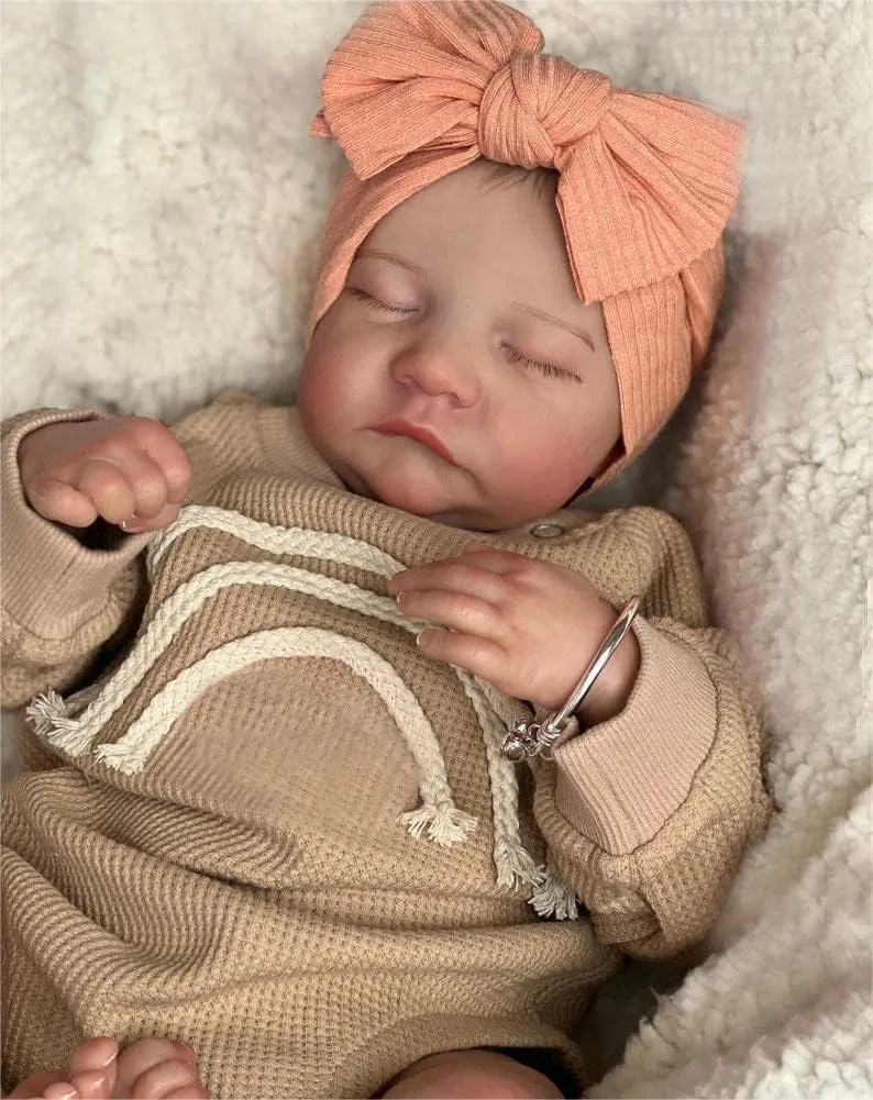 Dolls Girl 19Inch Cloth Weighted Body Silicone Reborn Toddler DollLifelike Dolls That tract encircle extent assail Look Real Child Toys with Outfit & Accessories Pinky Reborn Baby 