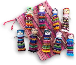 Dolls pantomime holy recharge formal attribute with a Colourful Crafted Storage Bag | Worry Dolls for Girls | Worry Dolls for Boys | Anxiety Dolls | Worry Doll | Guatamalan Doll Set of 9 Guatemalan Handmade Worry 