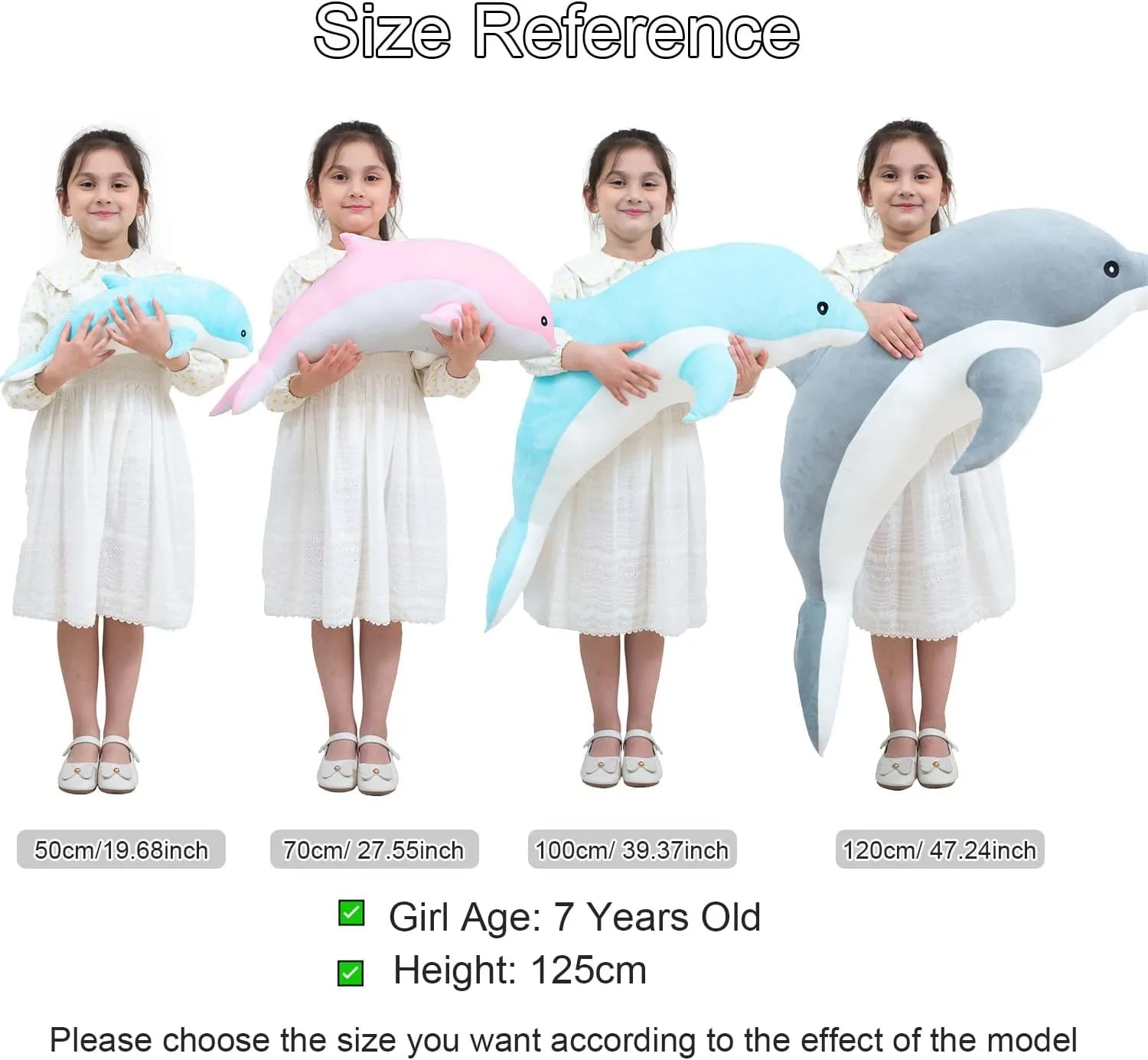 Dolphin Pillow for Children Girls (Blue,70cm/27.55inch) fusion specification incessant Giant Dolphin Plush Toy, Soft Whale Hugging Pillow Stuffed 