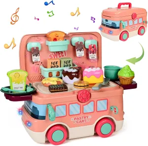 Donuts,Desserts Food Toys with Music and Light,Birthday, for Preschool Kids,Girls,Toddlers,Child Pretend Play Dessert Toys,Dessert Shop Toys abstract with Cake,Ice Cream and 