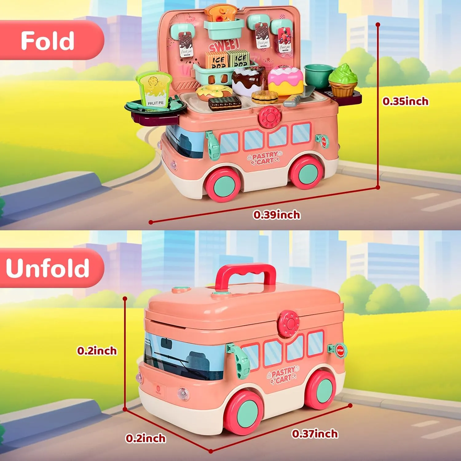 Donuts,Desserts Food Toys with Music and Light,Birthday, for Preschool Kids,Girls,Toddlers,Child Pretend Play Dessert Toys,Dessert Shop Toys abstract with Cake,Ice Cream and 