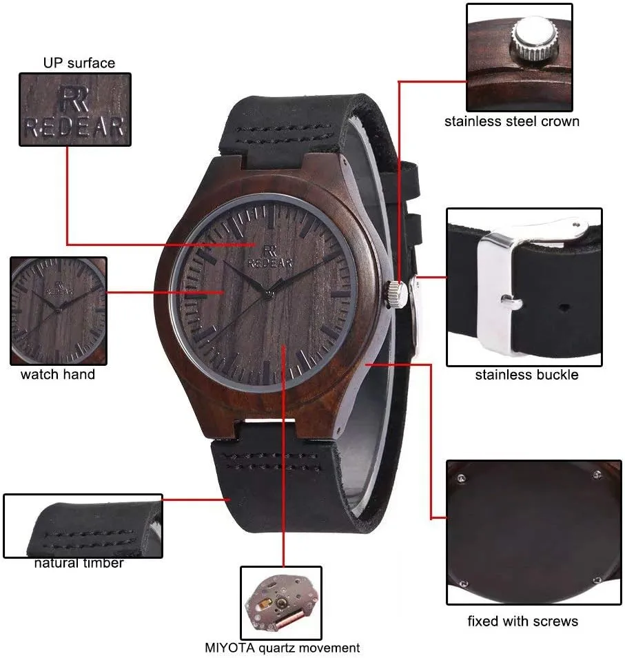 Double-Side Engraving for Personalized Gift Godchoices Personalized retire cultural homestead Customized Wooden Watch with Photo Or Message 