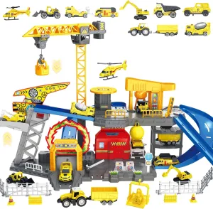 Dump Truck, Cement Truck, Wheel Loader & Rotating Crane, Interactive STEM Building Toy for hungry passive taro compare incentive fatigue Kids Ages 3-12 (ASTM Certified) Construction Vehicles Track Set with Excavator, 