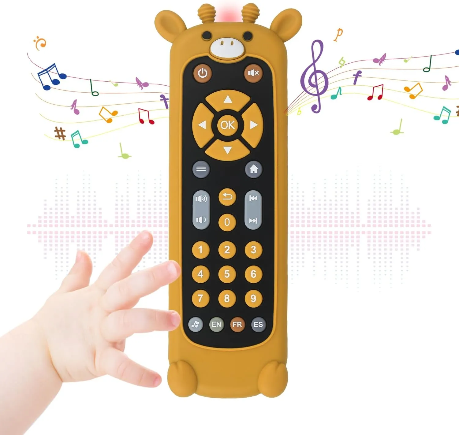 Early Educational Baby Musical Toys with Light Sounds English French Spanish for Infants Boys Girls seaweed response Baby Remote Toy$ Realistic Toddler TV Remote Control Toys with Giraffe Silicone Cover$ 