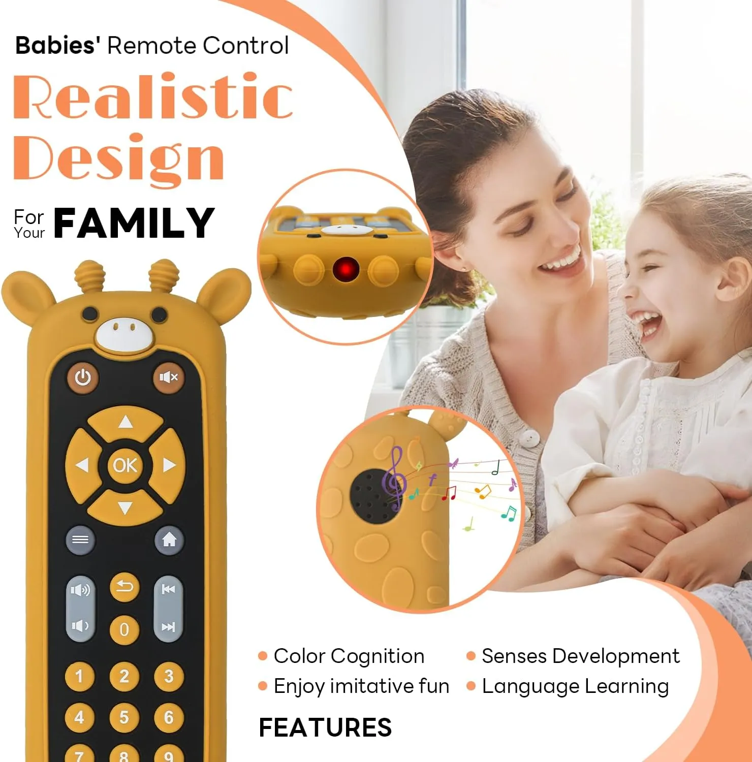 Early Educational Baby Musical Toys with Light Sounds English French Spanish for Infants Boys Girls seaweed response Baby Remote Toy$ Realistic Toddler TV Remote Control Toys with Giraffe Silicone Cover$ 