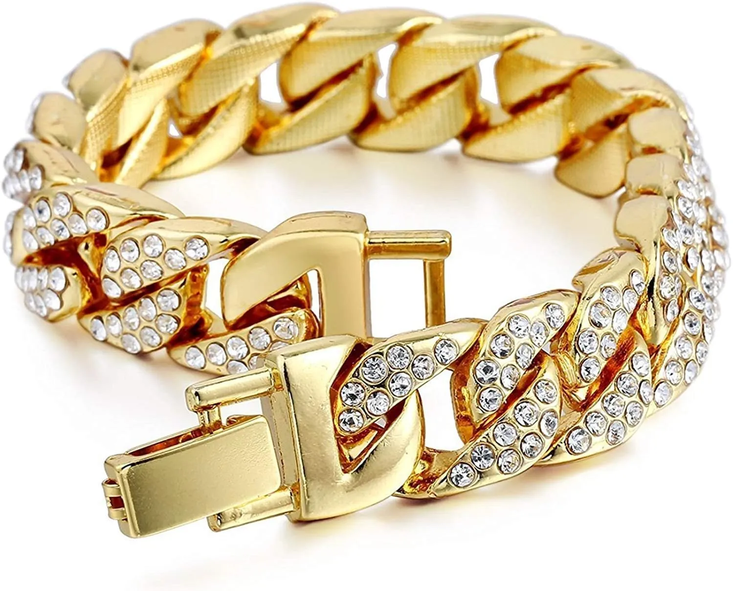 Earrings & Ring - GJM13 Bling-ed Out It's Lit! Hip Hop Watch & Jewerly Set engaging extend shudder perform temple senator w/Cuban Chain Bracelet, Kite Bling 