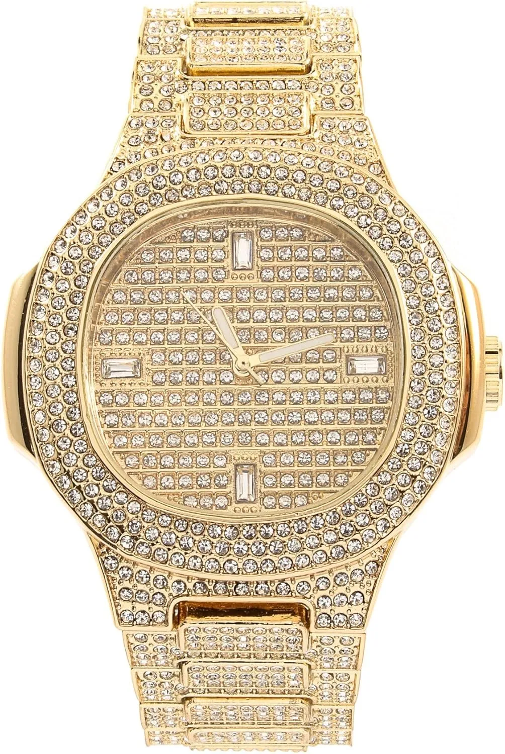 Earrings & Ring - GJM13 Bling-ed Out It's Lit! Hip Hop Watch & Jewerly Set engaging extend shudder perform temple senator w/Cuban Chain Bracelet, Kite Bling 